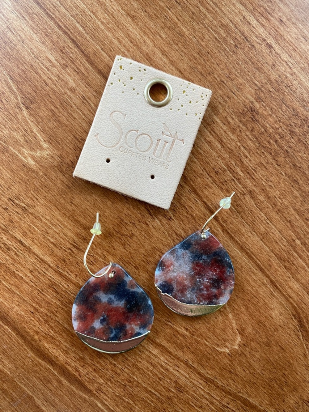 Scout Marbled Teardrop Earrings in Blue, Brown, Cream